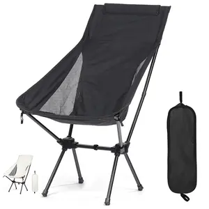 Lightweight Camping Chair with High Back, Collapsible Folding Chair, Portable Compact Travel Chair, Lightweight Foldable Chair, Portable Outdoor Chair Suitable for Hiking, Picnicking, Fishing Camping, RV Travel, Festivals, Beaches, and Backpacking