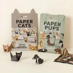 DIY Paper Craft Stackable Cat Figurine, Office Party Gift, Christmas Decoration, Cat Lover Gift, Holiday Decor, Fun Desk Ornament