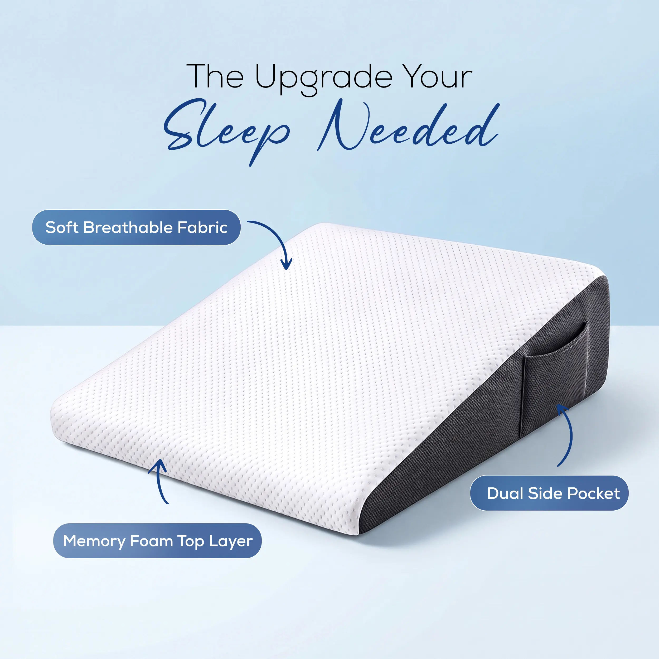 Utopia Bedding 7 In Triangle Memory Foam Wedge Pillow - Ergonomic, Foam Layers Design, Jacquard Cover for Snoring Relief, Back Pain Support, Post-Surgery Comfort