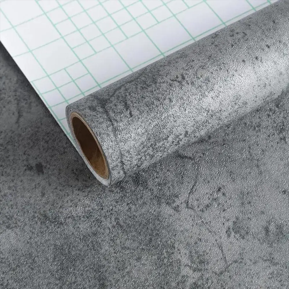 AOZEY Retro Cement Pattern Self-adhesive Wallpaper Peel And Stick Artificial Industrial Gray Concrete Contact Paper 23.6x393.7 Inches Waterproof Oil Prevention Matte Texture Home Decor