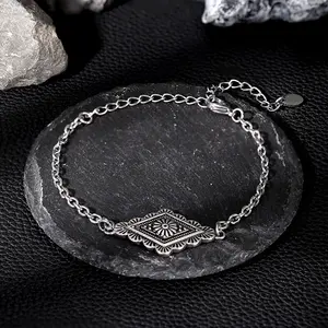 GTHIC Vintage Geometric Bohemian Pattern Stainless Steel Bracelet Fashion Accessories for Men Women Daily Wear