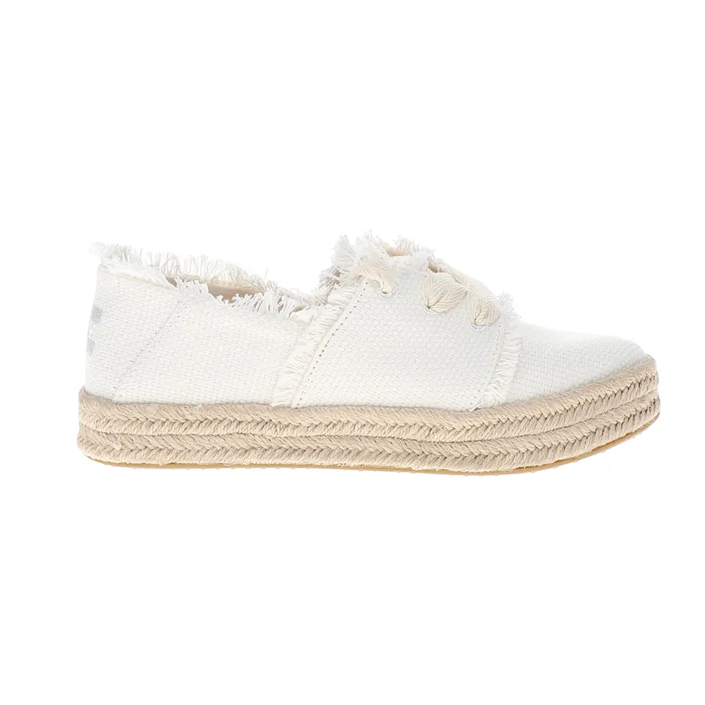 TOMS Womens Carolina Lace Up Espadrille Flats Casual - White