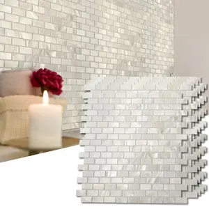 Art3d Mother of Pearl Subway Tile 10 Sheets 12"x12", Genuine MOP Shell for Kitchen Backsplash & Bathroom Walls