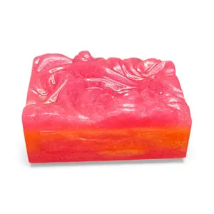 Pineapple Coconut Silk Bar Soap - Natural Moisturizing Shimmery Pink Rose and Pink and Orange Wave Designs 3.5 oz