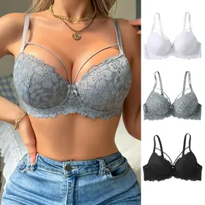Ecomilky 3-Pack Women's Floral Lace Push Up Bra, Adjustable Strap Underwire Bra, Soft Comfortable Breathable Lingerie for All Seasons Womenswear bra bras for women