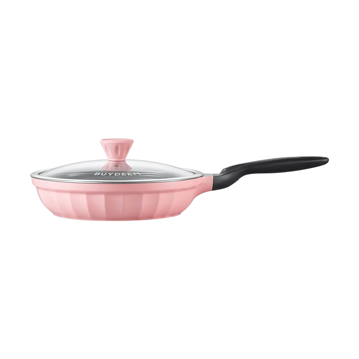 BUYDEEM 26cm Stylish Ceramic Non-Stick Frying Pan - Pink, PFOA-Free, Low Smoke, Healthy Cooking, Easy Clean Induction Cookware