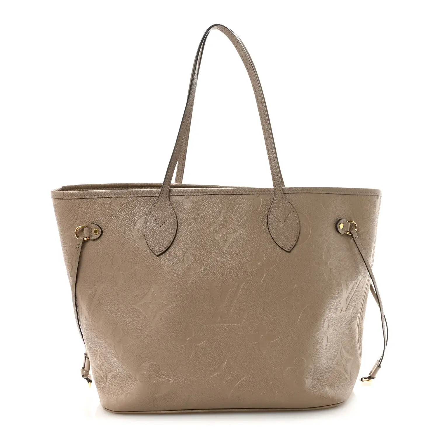 Pre-owned Louis Vuitton Leather Shoulder Bags Empreinte Monogram Giant Neverfull MM Tourterelle