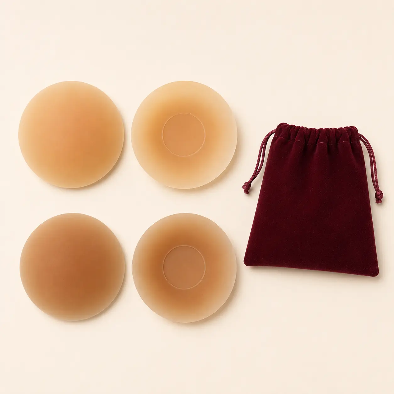 Invisible Silicone Nipple Covers for Women - Reusable Seamless Pasties, Waterproof Sticky Adhesive Bra Alternative for Backless Strapless Dress, with Travel Pouch (2 Pairs)