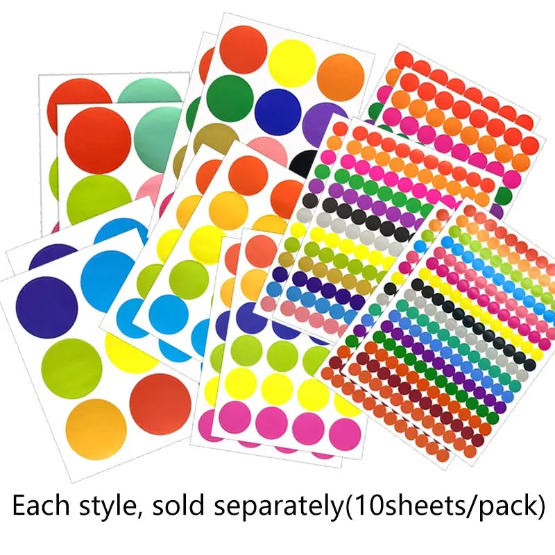 Colorful Dot Marking Classification Stickers DIY Craft Material, 10 Sheets Per Pack, Round  Adhesive Stickers for Parent-Child Activities, Decorative Stickers, Stickers for Scrapbooking, Scrapbook Accessories