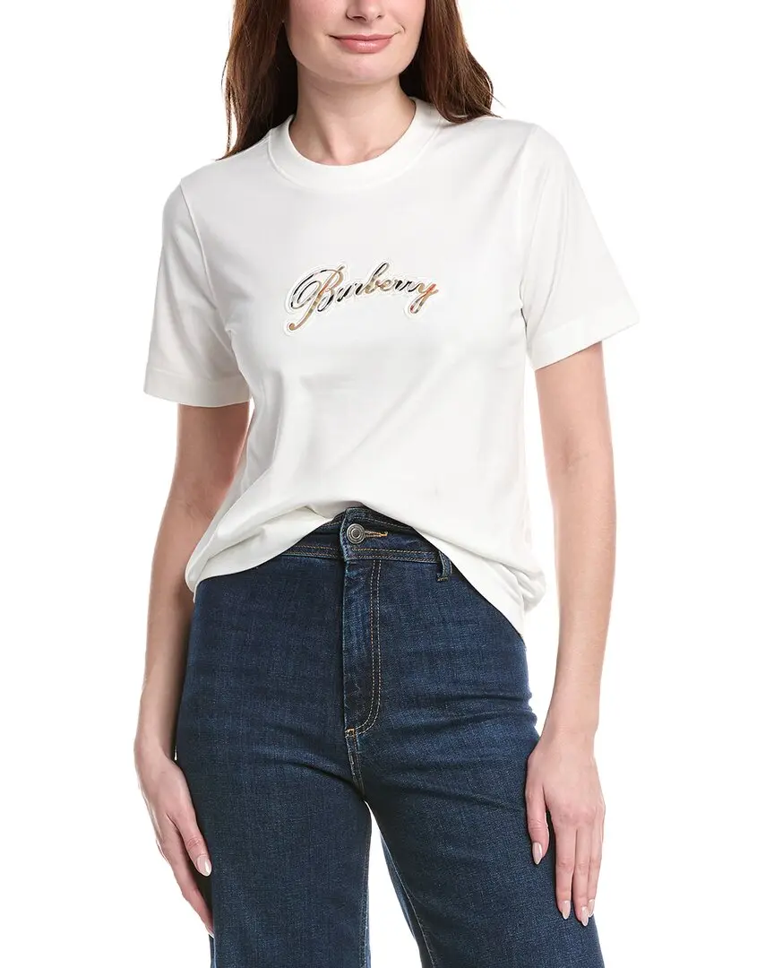 Burberry Check Cursive Logo T-Shirt Burberry Check Cursive Logo T-Shirt