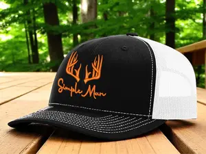 Simple Man - Deer Embroidery Design Adjustable Snap Closure Classic Mesh Back for Outdoor Adventures