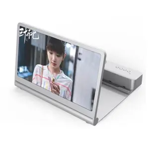 12 Inch Phone Screen Magnifier with Bluetooth Speaker 3D HD Eyesafe Stand Projector Universal for Smartphones Tablets