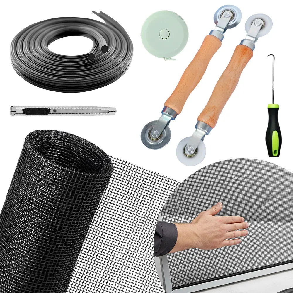 7PCS Window Screens Replacement Repair Kit, 48IN X 118IN Screen Door Mesh, 5 in 1 Window Screen Replacement Kit, DIY Adjustable Durable Fiberglass Mesh Screen Roll with Tools for Windows Doors Patio and Porch tint,summerwins pins