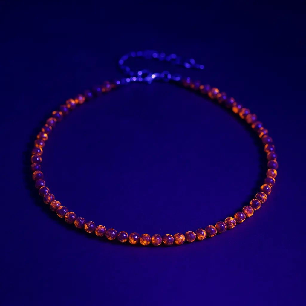 Yooperlite Glow Stone Choker Necklace 4mm Fluorescent Beaded Healing Jewelry Boho Geological Wonder