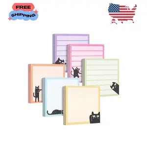 Sticky Notes, 3" x 3", 6 Pads, 480 Sheets, Black Cat Sticky Notes