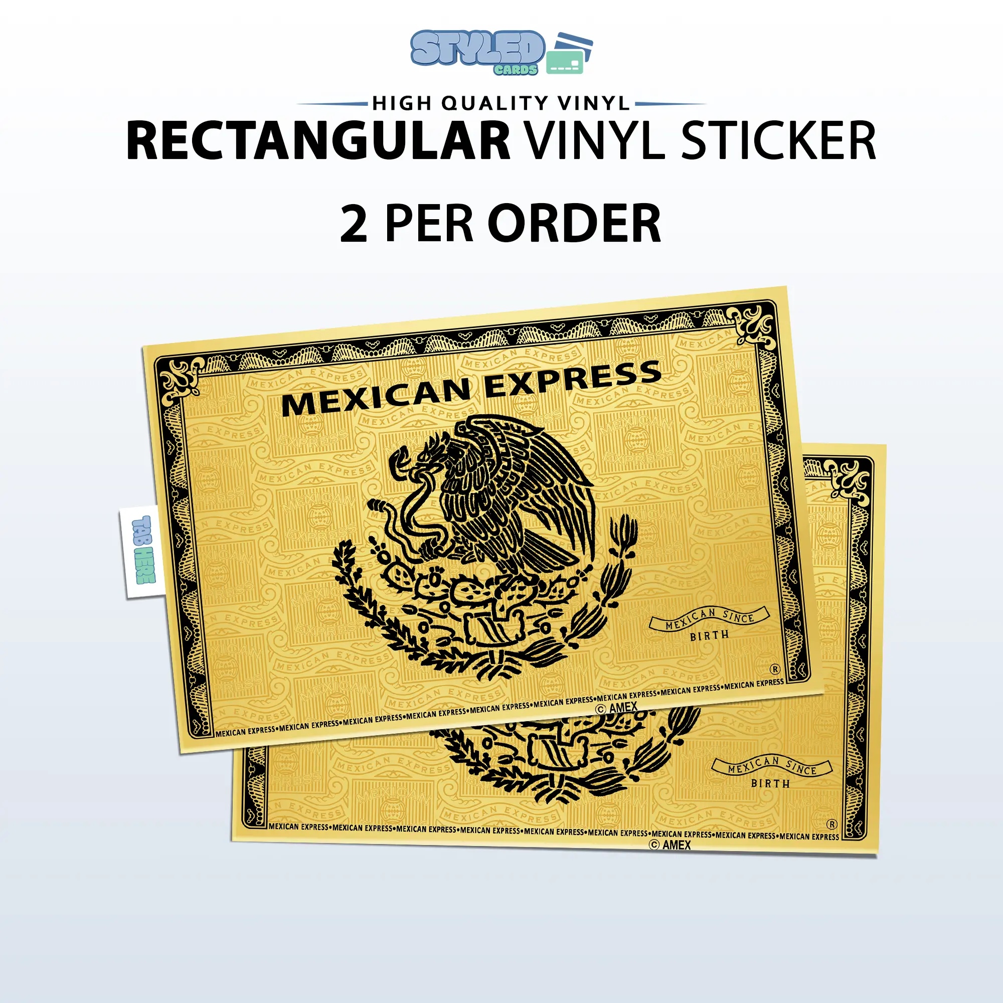 gold Mexican express with black eagle rectangle vinyl sticker gold Mexican express with black eagle rectangle vinyl sticker