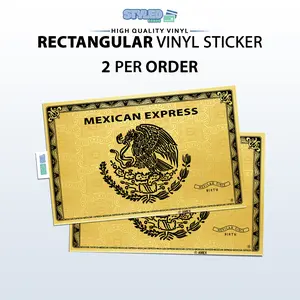 gold Mexican express with black eagle rectangle vinyl sticker