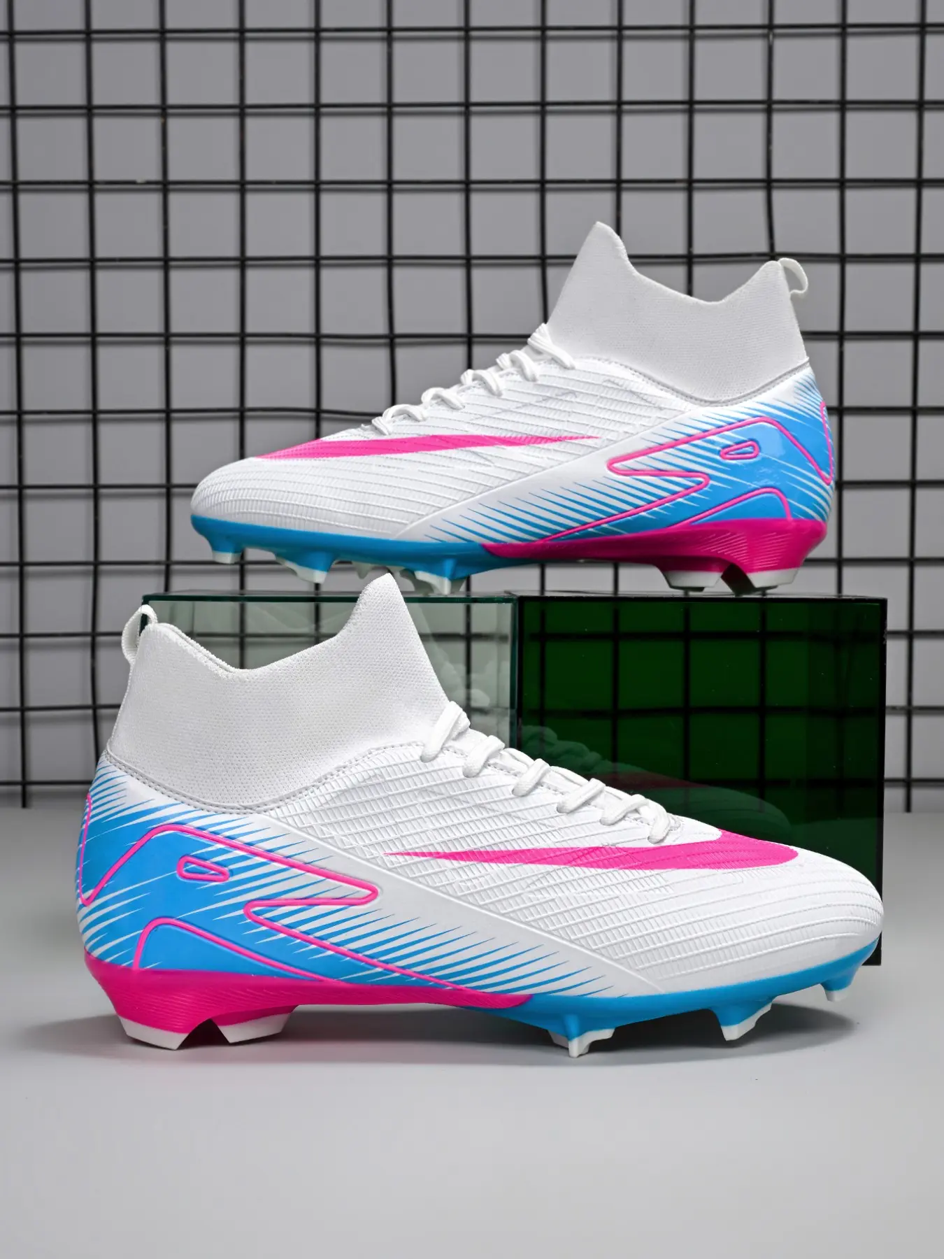 High-Quality Unisex Football Shoes, Durable Sports Cleats, All-Season Wear, Ag Nails, Suitable for Adults, Students, Teens, High Top Fg Boots, Soccer Shoes