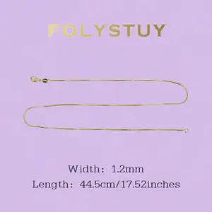 《Y152》Sleek 1.2mm Width Snake Chain, 17.52in/44.5cm Length, Minimalist Layering Necklace