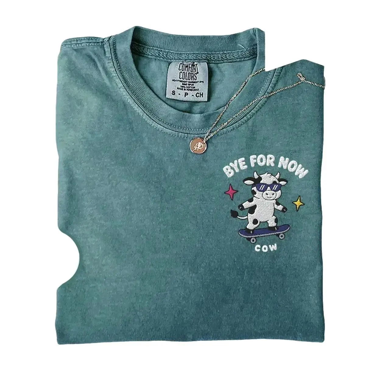 Embroidered Cow Shirt - Comfort Colors®, Funny Bye For Now Cow Tee, Cute Cow Shirt, Animal Lover Gift, Last Day Shirt