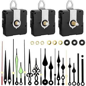3 count Quartz Clock Mechanism Kit,Wall Clock Mechanisms with 8 Pairs of Short Clock Hands, Clock Replacement Mechanism Include Clock Hands DIY Repair  (Total Shaft Length 13.5mm,16mm,22mm)