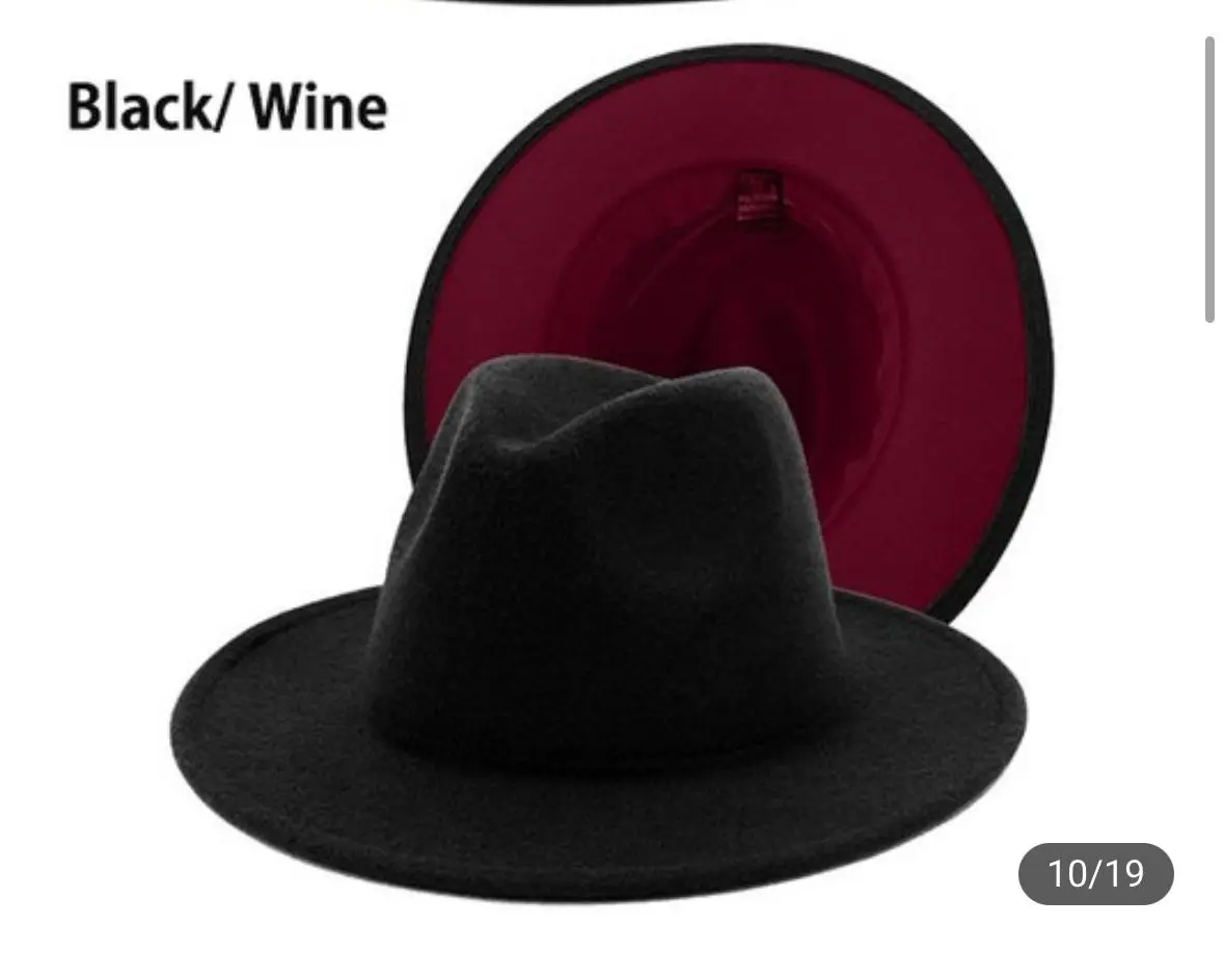 Two Tone Standard Brim Fedora Collection Unisex for Women and Men 58cm Cowboy Hat Adjustable Stylish Hat
