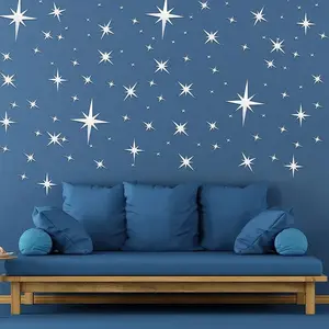 42pcs Acrylic Star Wall Stickers, Sticker Set, Removable Floral Shape Decorative Wallpaper, Ideal for Ceiling & Room Decoration, Universal Use