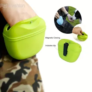 Pet Silicone Dog Food Bag Outdoor Portable Dog Training Dog Walking Feeding Waist Bag Snack Bag Pet Supplies, Convenient Dog Training Bag with Snack Bag and Food Dispenser