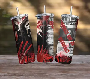 Halloween Scream Face Tumbler 20oz Sublimation Printed Design for Cold & Hot Beverages Versatile Accessory for Outdoor & Indoor Use Handmade with Care Instructions