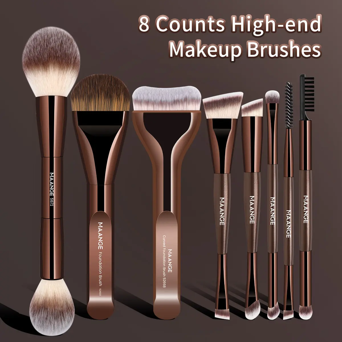 MAANGE 8pcs Makeup Brush Set, Soft Makeup Brushes, Multifunctional Makeup Brushes, Face Makeup Brushes, Foundation Brush Loose Powder Brush Eyeshadow Brush Eyebrow Brush Blending Brush Eyeliner Brush, Travel Makeup Tools, Cosmetic Brushes for Flawless