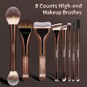 MAANGE 8pcs Makeup Brush Set, Soft Makeup Brushes, Foundation Brush Loose Powder Brush Eyeshadow Brush Eyebrow Brush Blending Brush Nose Shadow Brush Eyeliner Brush Eyelash Brush, Travel Makeup Tools, Professional Quality Cosmetic Brushes for Flawless