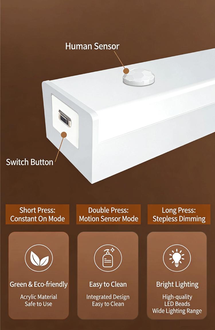6-Pack Smart Night Light Wireless Magnetic Rechargeable Stick-On Under Cabinet Lights, 11.8in Motion-Activated Instant On, Dimmable White Color Temp, Ideal for Kitchen, Stairs