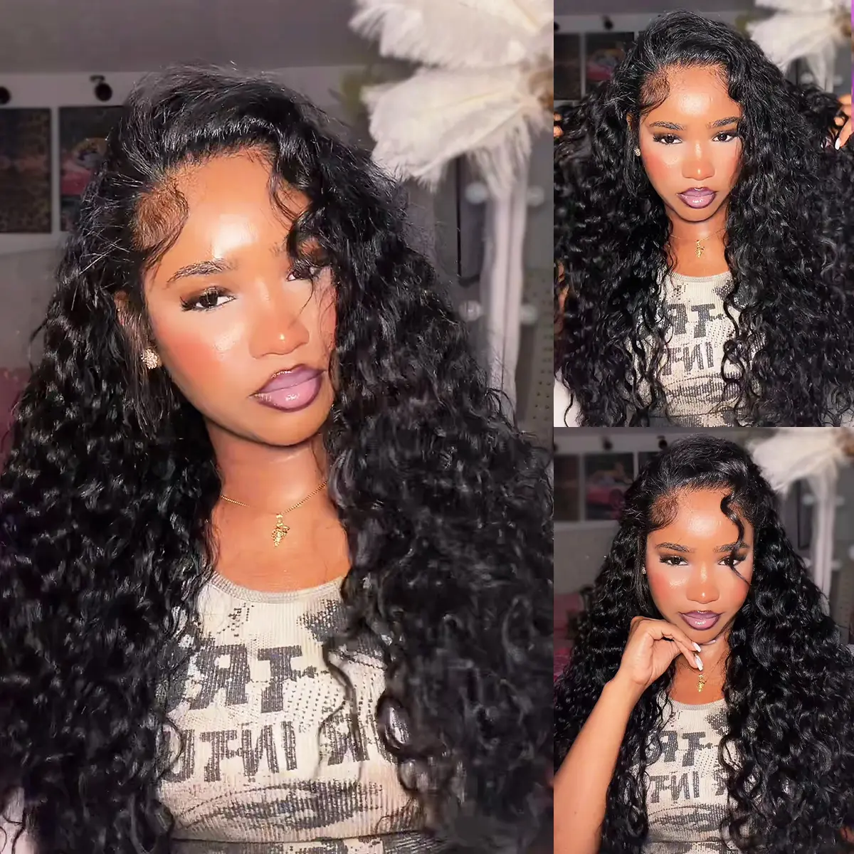 Mscoco Hair Beach Curly Half wig V-Part Wig With Adjustable Drawstring Easy To Wear  Natural Looking Wig