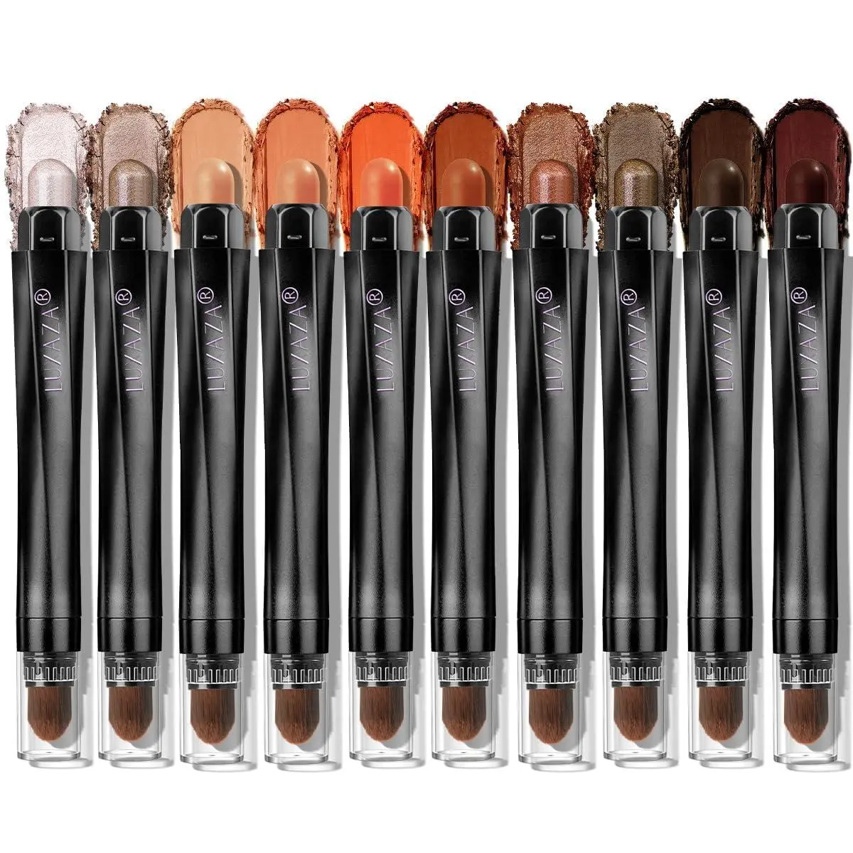 LUXAZA PRO 10PCS Eyeshadow Stick Cosmetic - Shimmer, Matte, Brown Metallic Cream Pencil Crayon, Smudge-proof, Waterproof, Eye Brightener, Makeup Gift