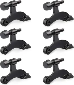 HOMOTEK 6 Pack Hinge Pin Black Door Stopper,Adjustable Deluxe Heavy Duty Door Stopper 2-1/2"X1-3/4”,With Black Rubber Bumper Tips HOMOTEK