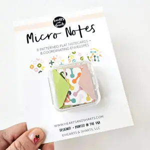 MICRO NOTES - 8 TINY NOTECARDS + 8 COORDINATING, NON-SEALING, TINY ENVELOPES