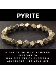 Pyrite Chalcopyrite Bracelet, Handmade Irregular Cut Natural Stone Bangle, Unisex Jewelry, Elastic Rope Chain, No Precious Metal Plating