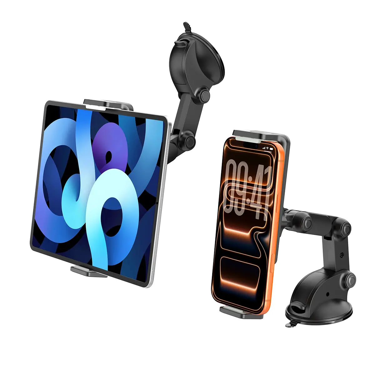 Tablet & Phone Holder for Car Dashboard & Windshield, 360°  Adjustable Suction Cup Car Mount for iPhone 17 16 15, iPad, Samsung Galaxy Tab & Smartphones, Universal Tablet Holder Fits 4.7-11" Devices