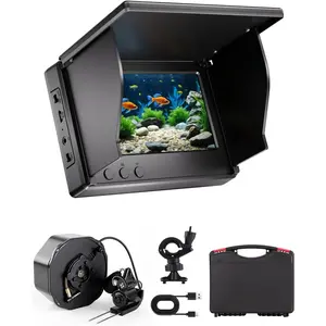 Auto Reel Underwater Fishing Camera, 4.3"   Fish Finder with 100ft , 4 IR Night Vision Lights & 5000mAh , Portable Video Camera for Ice, Kayak, Boat & Saltwater Fishing