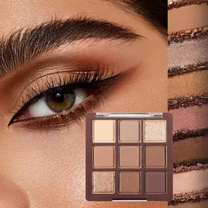 Chocolate 9 Color Eyeshadow Palette, Makeup, Cosmetic, Matte and Shimmer Finish, Smooth Texture High Pigmentation, Perfect for Beginners Warm Tones