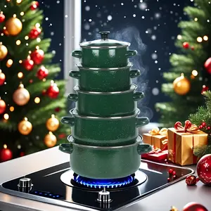 3/5pcs Enamel Cookware Set - Perfect For Home & Restaurant - Includes Stockpot, Saucepan & Serving Bowl - Ideal For Holiday Parties & Gifts - Compatible With Gas, Electric & Induction Stovetops