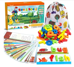 KMUYSL Learning Toys for 3 4 5 6 Years Old Boys and Girls - See & Spell CVC Word Builders with Alphabet Cards for Kids, Preschool Learning Activities Toys, Idea Birthday Gifts for Age 3-5 4-6 Kids
