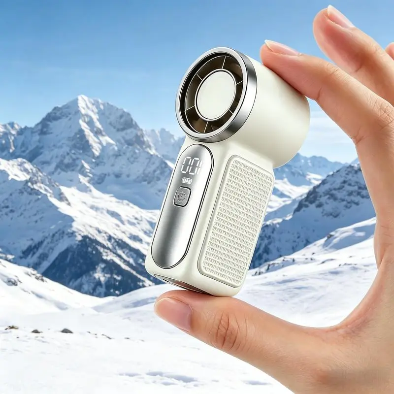 6-Speed Turbo Mini Handheld USB Charging Fan - Cordless Rechargeable Portable Clip Fan with Digital Display, for Eyelash & Makeup Drying, Hot Flashes, Travel Accessory, Gift, Cordless Rechargeable Fan