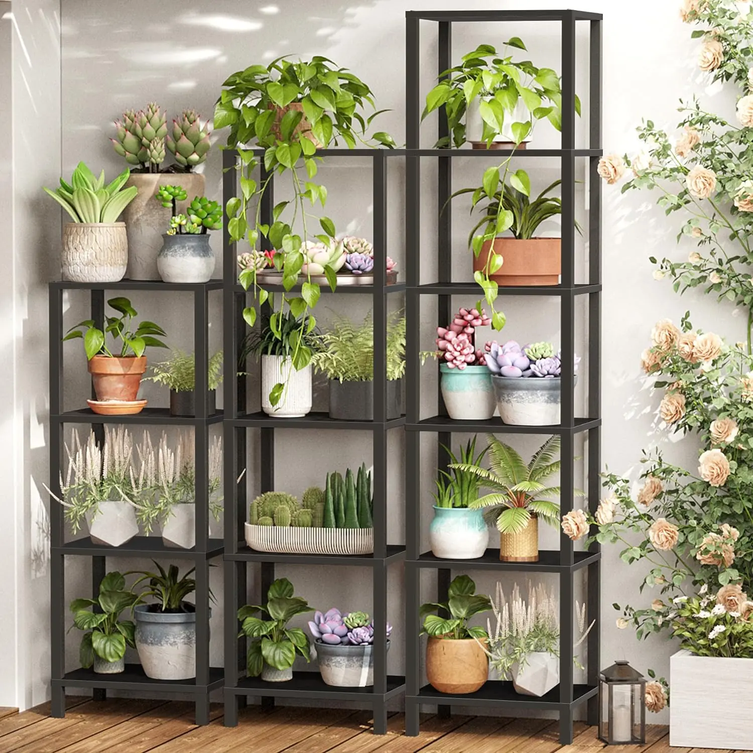 TUTOTAK Bookshelf, 5-Tier Tall Narrow Book Shelf for Small Space | 10.7 x 14.5 x 53.2 Inches Skinny Display Shelf with Storage for Living Room, Office, Study, Entryway, Black BS01BK005