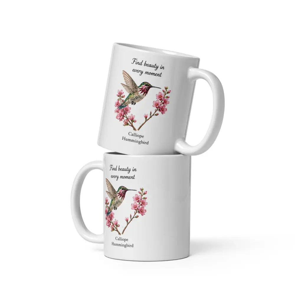 Find Beauty in Every Moment | Calliope Hummingbird | White Glossy Mug