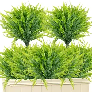 22-Piece Artificial Boston Fern Plants, Realistic Spring & Summer Outdoor Greenery, UV-Resistant Faux Bushes, Garden, Patio, Front Porch Decor, House Plants Decor