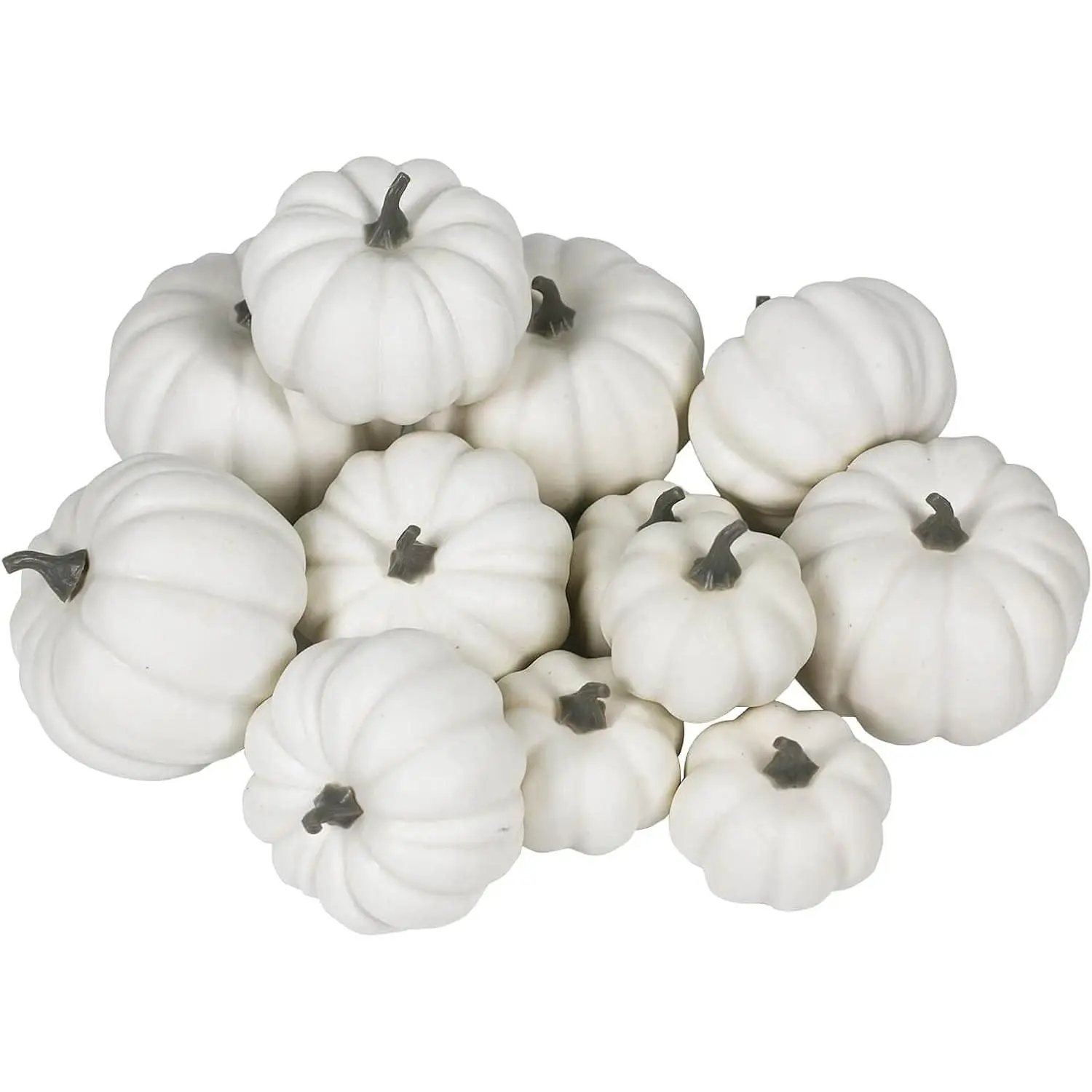 #homeessentials 12PCS Foam Plastic Multi-Size Round Pumpkins - Smooth Texture White Festive Decor for Halloween, Fall Harvest Home Supplies, Pumpkin Outdoor Holiday Decorations
