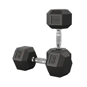 35 LB Hex Dumbbell Set of 2, Hand Weights Dumbbells Pair with Cast Iron Core, Rubber Encased Coating and Textured Carbon Steel Handle for Home Gym Strength Training
