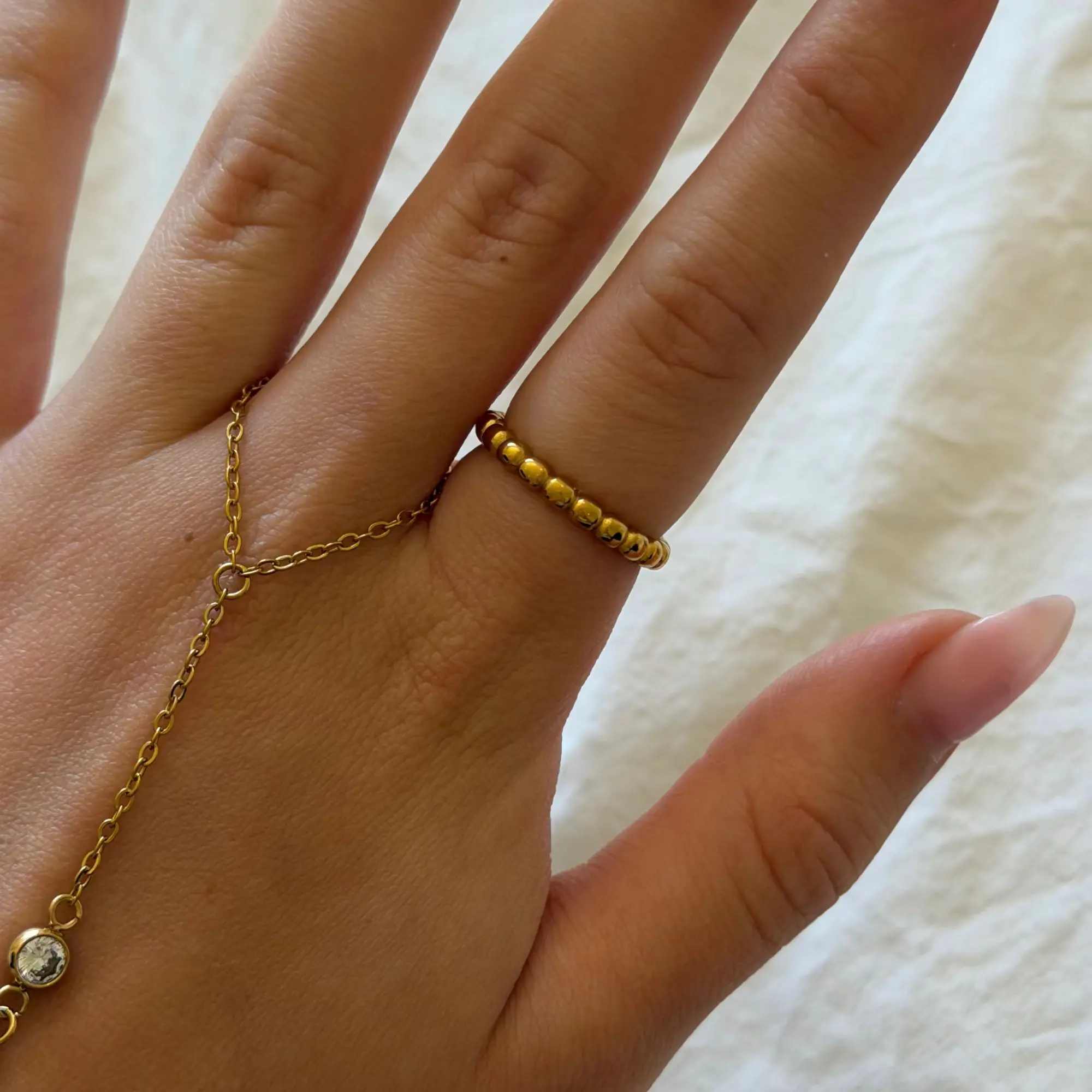EVRY JEWELS Gold or Silver Plated Stainless Steel Women's Hypoallergenic Dotted Ring