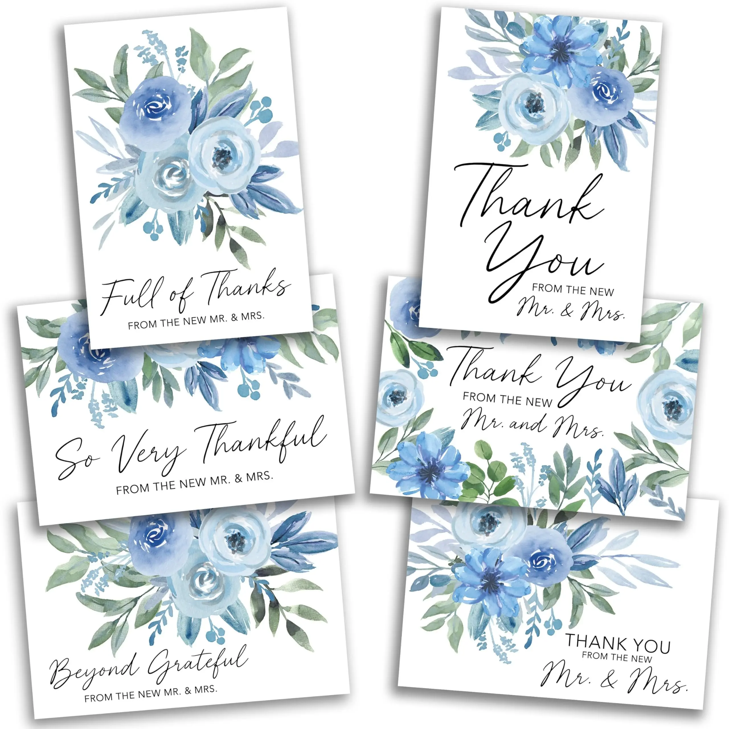 Hadley Designs Wedding Folded Bulk Thank You Cards, 24-Count Floral Designs, 4x6 Size, Thank You Cards with Envelopes Included, USA-Made Office Stationery